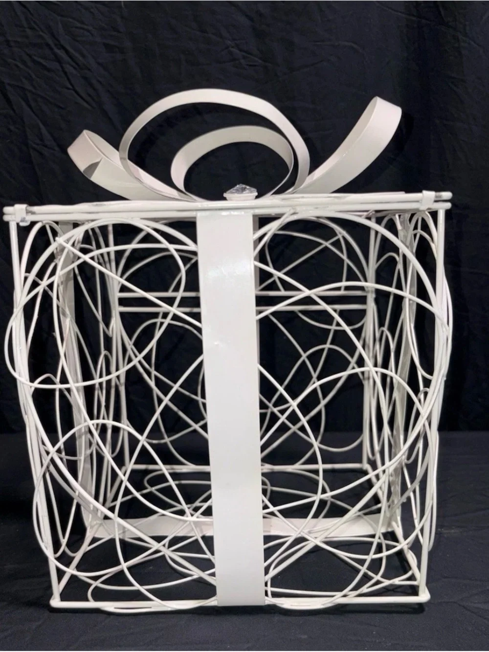 White Metal Wire Wedding Card Box Wishing Well with Lock & Keys